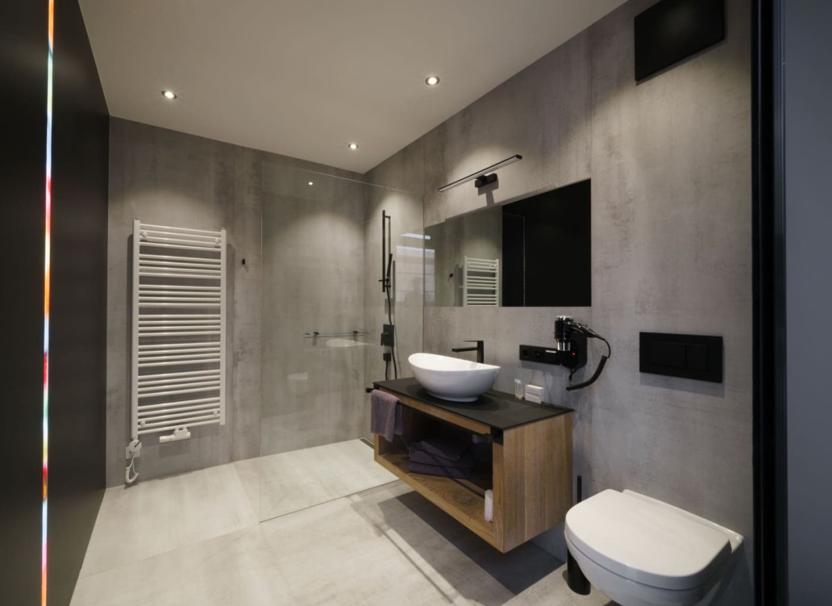 Modernes Badezimmer in der Fr&uuml;hst&uuml;ckspension Atelier Astei.